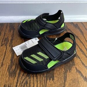 NWT Adidas FortaSwim 1 Water Shoes Black Green Lightweight